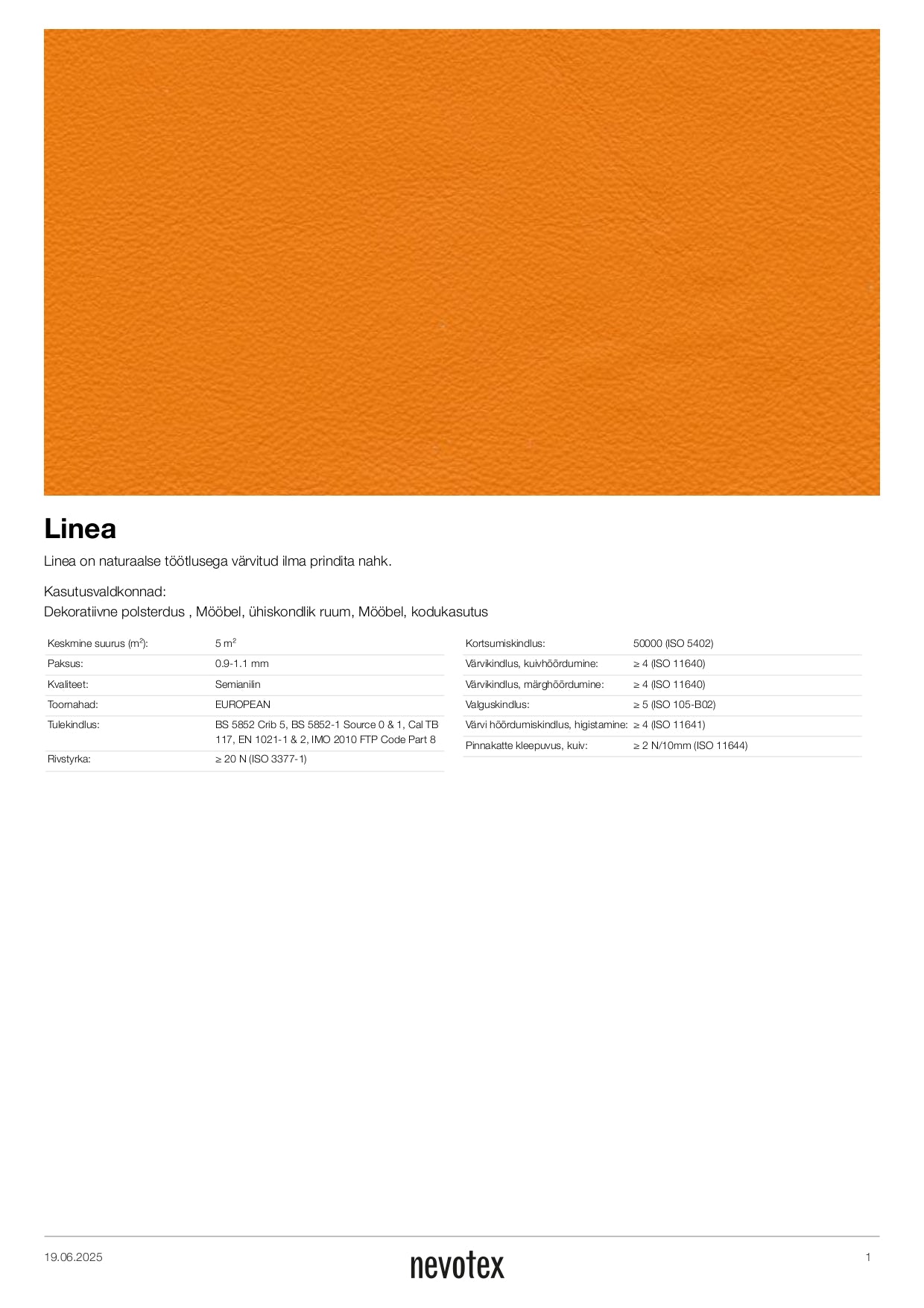Mööbli nahk Linea